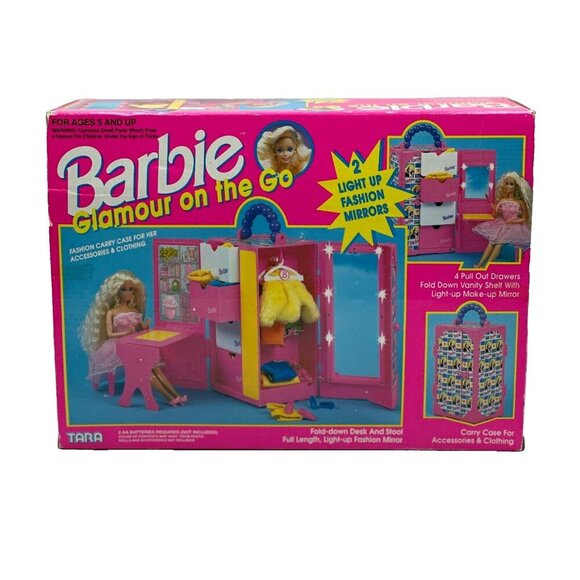 New Open Box Vintage 1994 Barbie Glamour on the Go Carry Case Lights Up #12255 - Picture 1 of 14